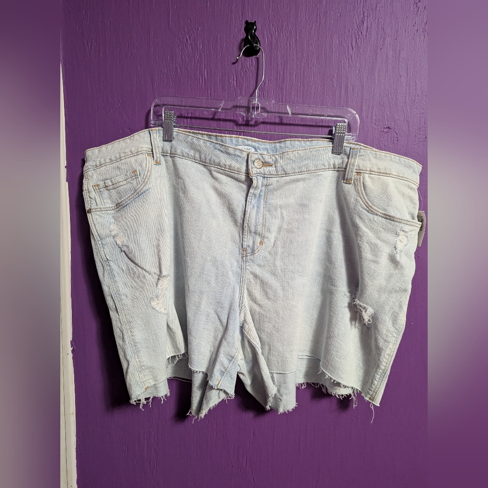 💜 NWT Old Navy Boyfriend Light Wash Distressed Frayed Jean Shorts 24 3X